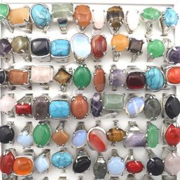 Mix Lot Men's Rings Natural Stone Rings For Natural Stone Collection Lovers 50pcs Whole2454