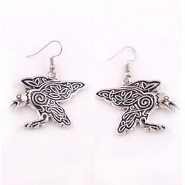 HY095 Nordic viking vintage Raven earrings talisman animals charm necklaces crow amulet pendant earrings with spirals accessories 231j