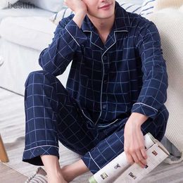 Men's Sleepwear Men's Pajama Sets Simple Sleepwear Long Sleeve Cotton Top Pant Leisure Outwear Soft Autumn Winter Plus Size LoungewearL231011