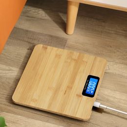 Household Scales Body Weight Scale Wood Fallproof Precise Smart Fat Electronic Weighing LED Digital Bathroom 231010