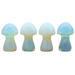35MM Opalite Gemstone Sculpture Decor Carving Mushroom Polished Cute Mushroom Stones for Home Garden Lawn Yard Decoration LL