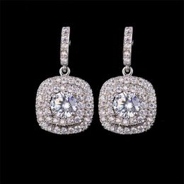 2021 Choucong Brand Dangle Earring Luxury Jewellery 18k White Gold Fill Round Cut Topaz Sapphirre High Quality Party Promise Women W293r