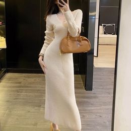 Women Elegant Dresses Long Sleeve Skinny Dress Spring Autumn Slim Party Dresses Blouse Trendy Sweater Skirts Length Clothing