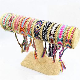 10 Design Mixed Fantastic Rope String Handmade Geometric Friendship Bracelet Summer Fashion Gold Plated Alloy Chain Cotton Woven B2988