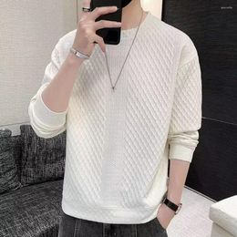 Men's Sweaters Autumn Winter Men Thin Knitted Solid Colour Round Neck Loose Fit Long Sleeve Waffle Texture Pullover Casual Sweater 2023