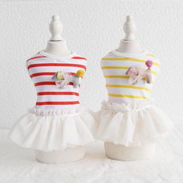 Dog Apparel Red Yellow Colours Striped Design Skirts For 2023 Spring And Summer Est Skirt Pet Casual Puppy Dress