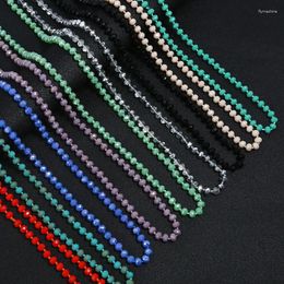 Party Favour European And American Multi-layer Knotted Necklace Handmade Long Glass Bead Crystal