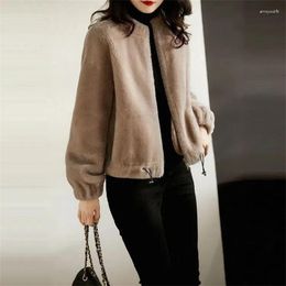 Women's Fur Coat Integrated Stand Collar Jacket For Women 2023 Autumn Winter Clothing Imitation Mink Plush Loose Short