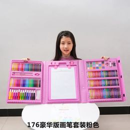 Crayon 208 Box With Art Board Washable Watercolor Pen Set Color Lead Brush Painting Tool 231010