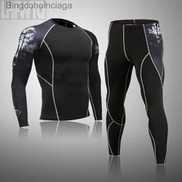 Men's Thermal Underwear Ski Thermal Underwear For Men Thermo Clothes Compression Set Thermal Tights Winter Leggings Basketball Suit Quick DryL231011