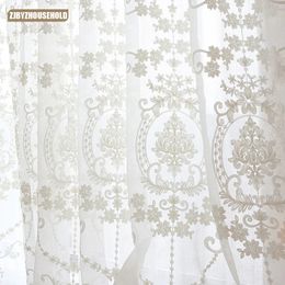 Curtain Highgrade White Embroidery Flower Screens European Style Voile Tulle Sheer for Bedroom Living Room Windows Curtains 231010