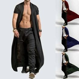 Men's Sweaters Mens Cardigan 6XL 5XL Autumn Solid Color Long Windbreaker Coat Anklelength Cloak Men Clothes Fashion Outerwear Cosplay Costumes 231010