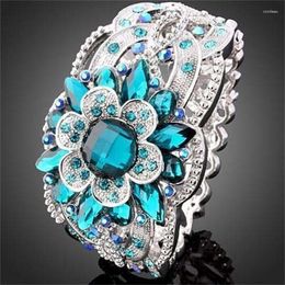 Cluster Rings Charm Silver Colors For Women Flower Trendy Metal Inlaid Blue Stone Wedding Engagement Jewelry