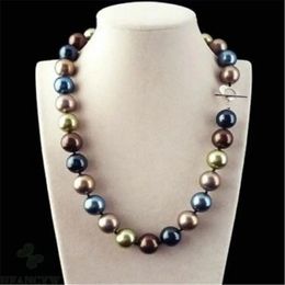 Pendant Necklaces Huge 12mm Multicolor Round South Sea Shell Pearl Necklace 18'' Jewellery Wedding Gift Chic Hang Women Accessories Diy Aurora 231010