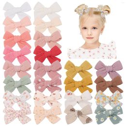 Hair Accessories 2Pcs/Set Wrapped Bow Kids Hairpin Soft Cotton Clips Baby Toddler Cute Printed Bowknot Handmade Girls