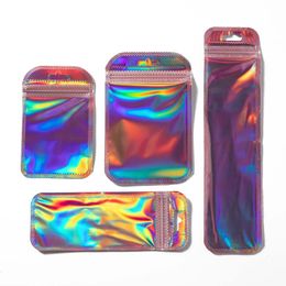 Jewellery Boxes 50pcs Holographic Laser Bags Pouch Zipper For Bead Storage Retail Small Business Packaging Supplies Organiser Material 231011