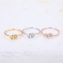 2016 New Arrival Min 1pc-gold silver rose gold Infinity Knot Ring Heart knot rings for women EY-R022248j