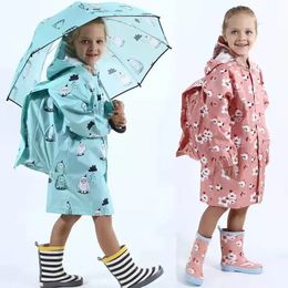 Raincoats Raincoat Children Rain Poncho Boys Girls with Schoolbag Child Thickened Windbreaker 231010