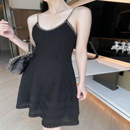 2022 European luxury Party Dresses fashion brand heavy industry small black skirt231A