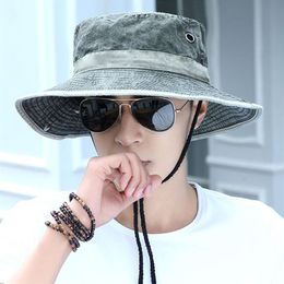 Summer Autumn Outdoor Men Fisherman Hats Male Cotton Bucket Hat Trend Sunhat Wide Brim Alpine Cap Bonnie Hats GH-1822158