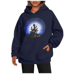 Women's Hoodies 2023 Autumn And Winter Casual Sweatshirt Long Sleeve Halloween Castle Print High Quality Top Moletom