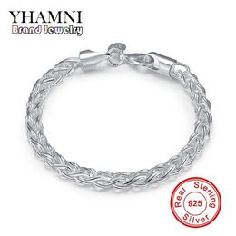 YHAMNI Fashion Original Jewellery Real Solid 925 Sterling Silver Unisex Bracelet Luxury wedding Gift Bracelet H070239c