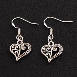 Half Flower Heart Dangle & Chandelier Earrings 925 Silver Fish Ear Hook 40pairs lot E919 13 2x31 5mm309m