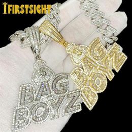 Chains CZ Letters Bag Boyz Pendant Necklace Iced Out Bling 5A Cubic Zircon Dollar Symbol Money Charm Fashion Hip Hop Men Jewelry2442