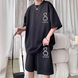 Men's Tracksuits Summer Men's Sets Korean Fashion Men Clothing Tracksuit Men Casual Short Sleeve T ShirtsShorts 2 Piece Set Men S-6XL 231011