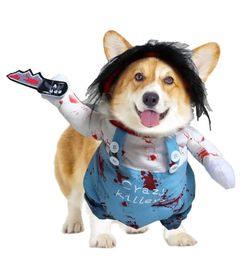 Cat Costumes Bloody Doll Cosplay Clothes for Dogs Halloween Party Screaming Costume Cat Clothing Personalized Trick Or Treat Unisex Pet Suit 231011