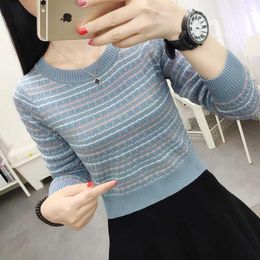 Women's Sweaters Knitwear Autumn Sweater Striped Inner Wear High Waist Crop Top