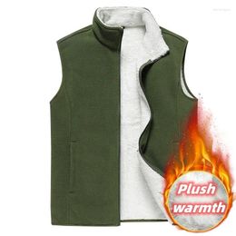 Men's Vests Plush Vest Autumn Winter Fashion Outerwear Sleeveless High Neck Top Casual Zipper Pocket Sports Jogging Jacket Coats