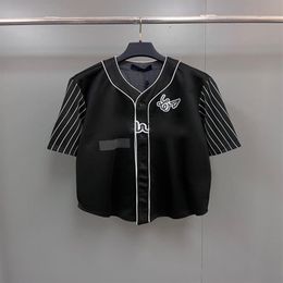 2023 Spring Summer New Arrival Black Baseball Shirt - 73% Polyester 22% Cotton 5% Nylon Unisex Short Sleeve Cardigan EURO SIZE299T