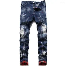 Men's Jeans Blue Denim For Men Straight Fit Long Pants High Quality Male Stretch Slim Fashion Man 38