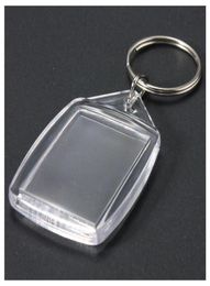 50 Pcs Clear Acrylic Plastic Blank Keyrings Insert Passport Po Keychain Keyfobs Keychian Key Chain Ring2479518