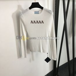 Women Designer Bottoming Shirt Letters Jacquard Knits Top Winter Long Sleeve Knitwear Woman Knitted T Shirt