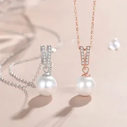 Chains Bead Necklace Sterling Silver Rose Gold Full Diamond Small Ins Design Temperament Pendant Versatile Item JewelryML5689235
