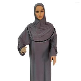 Ethnic Clothing Ramadan Muslim Women Hooded Maxi Dress Overhead Abaya Dubai Turkey Kaftan Islamic Arab Robe Jilbab Prayer Garment Gown