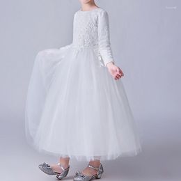 Girl Dresses High Quality Flower Dress White Simple Long Vestido Girls Of 2 3 4 6 8 10 12 14 Years Old Formal Child Clothes 185022
