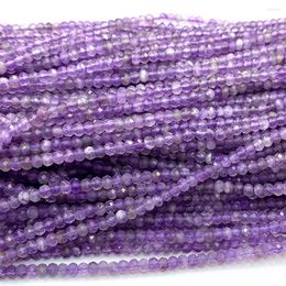 Loose Gemstones Veemake Amethyst Natural DIY Necklace Bracelets Ring Faceted Small Rondelle Women's Beads For Jewelry Making 06709