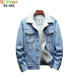 Men's Jackets Light Blue Winter Jean Outerwear Warm Denim Coats New Men Big Size Wool Liner Thicker XS-6XL 231011