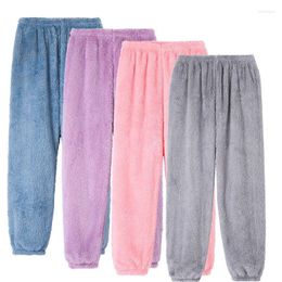 Women's Sleepwear Sleep Bottom Women Casual Soft Warm Homewear Fleece Trousers Wear Outside Simple Multiple Colour Elastic Waist Pajama