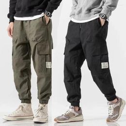 Men's Pants Classic Streetwear Casual Men Ribbons Harem Jogging Letter Male Slim Fit Spring Multi-Pockets Women Trouser T23