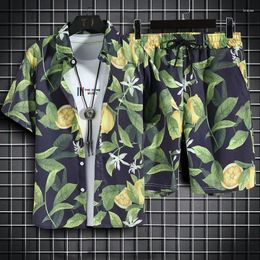 Men's Tracksuits Men 2 Piece Set Quick Dry Shirt And Shorts Fashion Clothing Printing Casual Outfits Summer