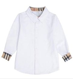 Big Boys White Casual Shirts Cotton Kids Plaid Long Sleeve Shirt Spring Autumn Children TurnDown Collar Shirt Child Tops 312 Yea4968379