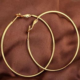 Thin Circle Sexy Style 18k Gold Filled Big Earrings New Trendy Round Large Hoop Earrings Women 50mm 2mm249z