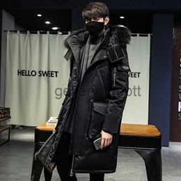 Men's Down Parkas Men's Winter Warm Jacket 2023 New Thick Casual Hooded Long Down Windbreaker Men Coat Brand Oversized Black Windproof Men Parkas J231010