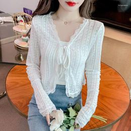 Women's Jackets Chiffon Sun Protection Clothing Cardigan Blouse With Straps Thin Shawl Long-sleeved Jacket Temperament All-match Tops