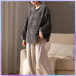 Home Clothing Warm Flannel Women Pyjamas Sets 2023 Autumn Winter Thick Coral Velvet Long Sleeve Cartoon Sleepwear Thin Pajamas Set