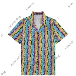 2022 Europe mens t shirts Italy Spring Summer Men Hawaii Beach Casual Shirt Cool Hip hop Short Sleeve Colour letter Print Designer 2706